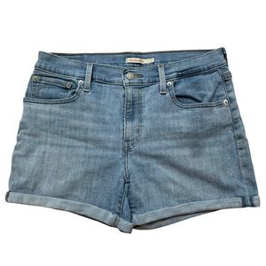 Levi Blue Mid Length Jean Shorts Size 31
